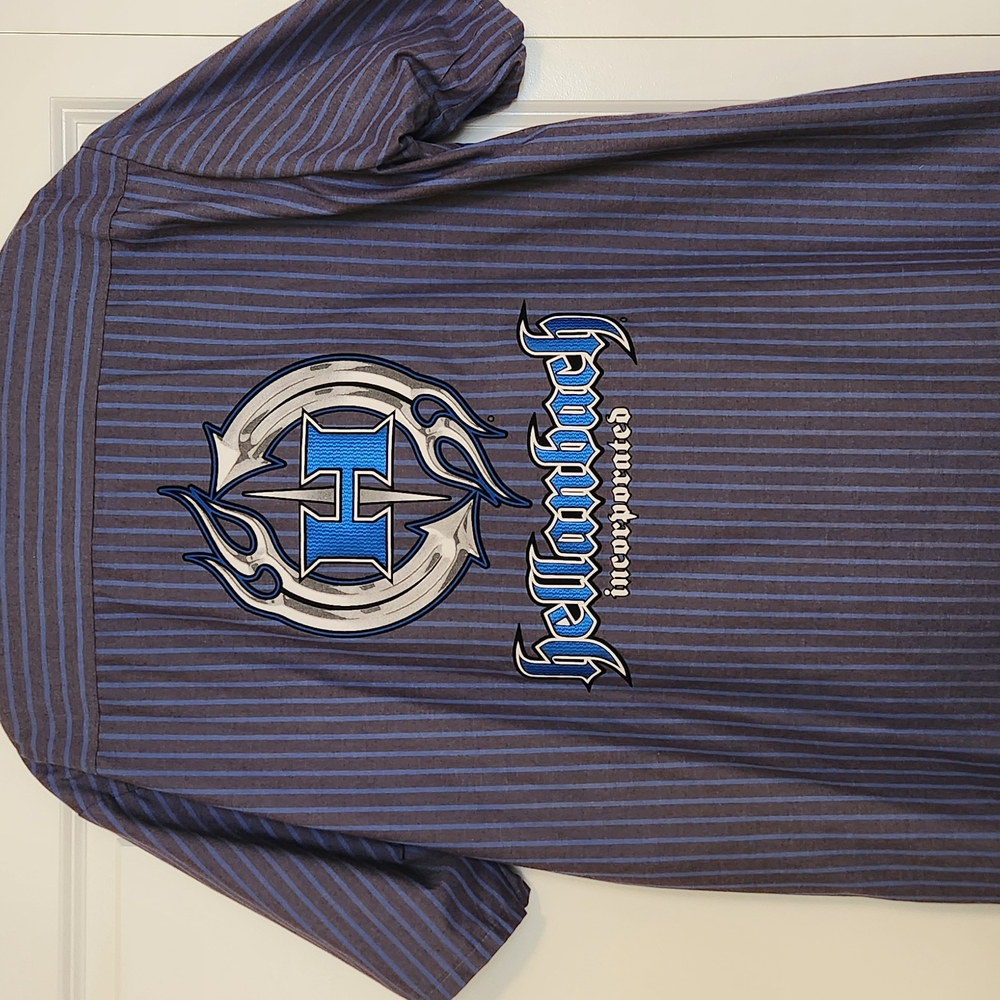 Hellanbach Official Blue Casual Button Down Shirt with Stripes